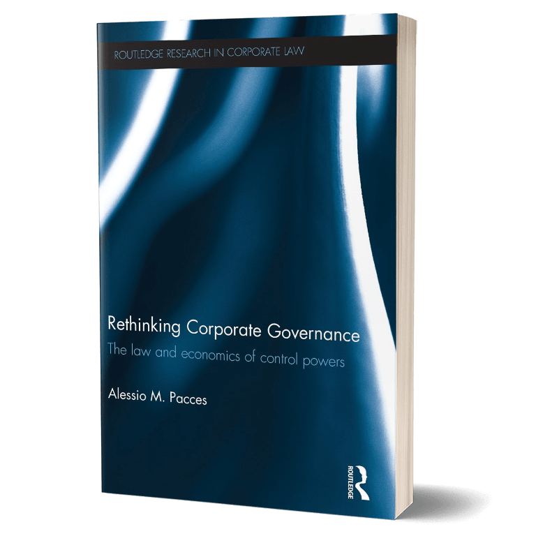 Couverture, Rethinking Corporate Governance, par Alessio Pacces, édition Routledge